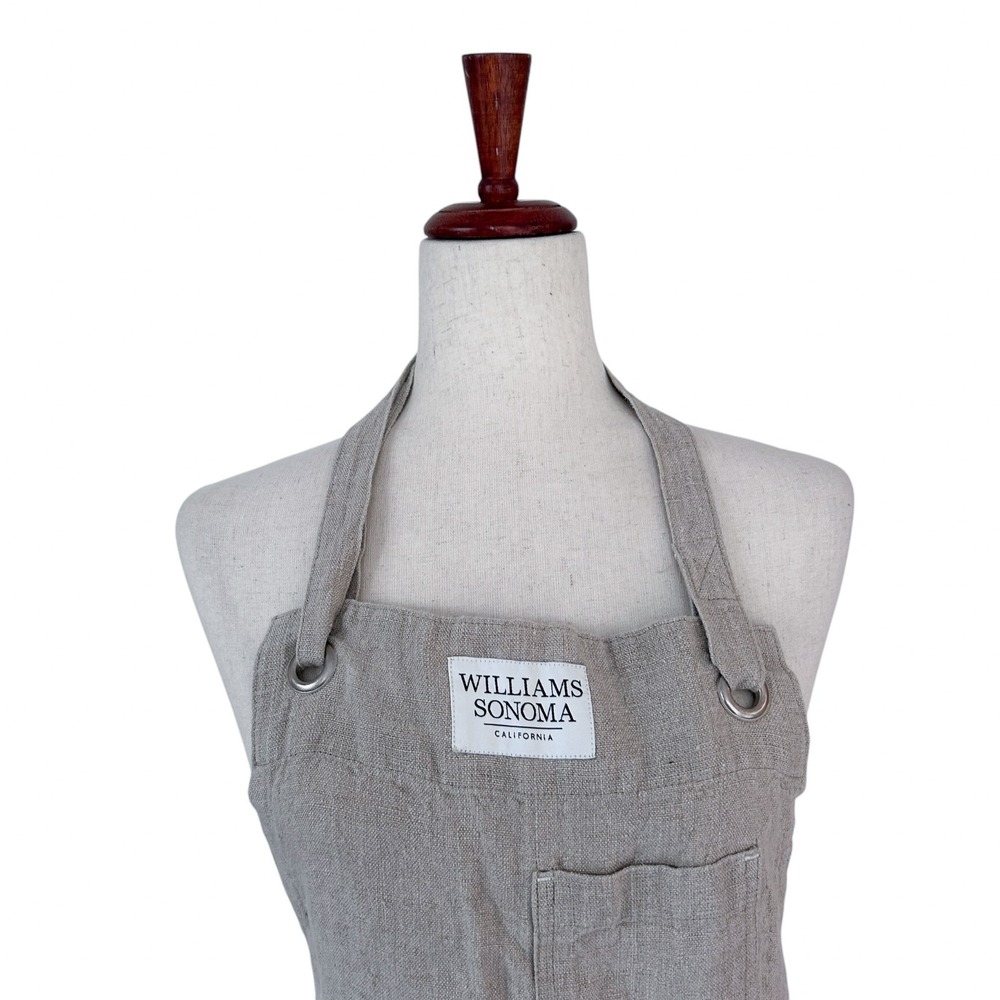 Williams Sonoma NWT 100% Linen Apron Natural Boho Minimalist Sand Tone - Picture 3 of 10